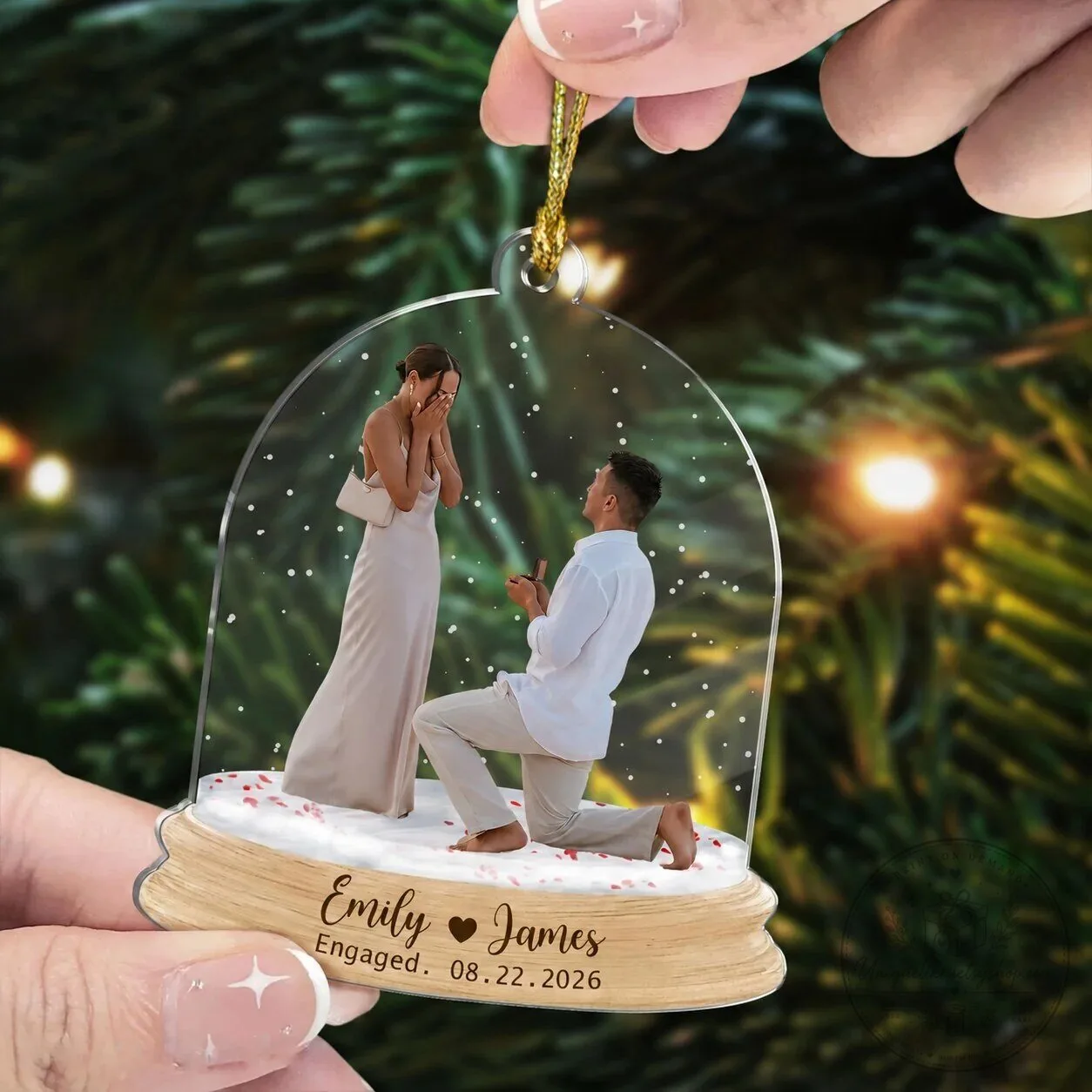 Personalized Engagement Photo Acrylic Ornament Custom Names Date Keepsake Gift 8 Personalized Engagement Photo Acrylic Ornament Custom Names Date Keepsake Gift