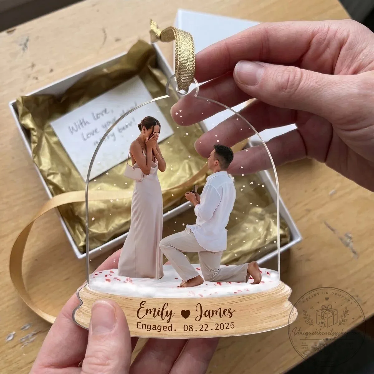 Personalized Engagement Photo Acrylic Ornament Custom Names Date Keepsake Gift 10 Personalized Engagement Photo Acrylic Ornament Custom Names Date Keepsake Gift