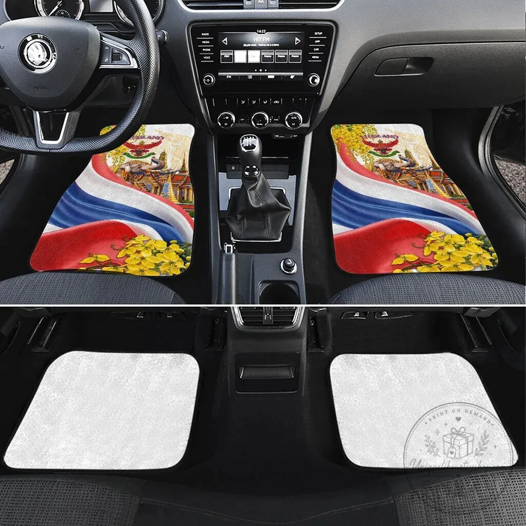 Thailand Golden Buddha Elephant Car Mats Thai Culture Heritage Temple Ratchaphruek Art