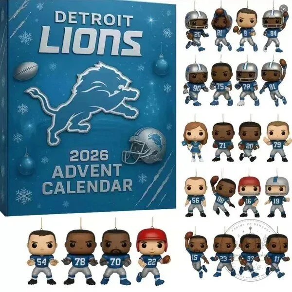 Detroit Lions 2026 Advent Calendar with Christmas Ornaments