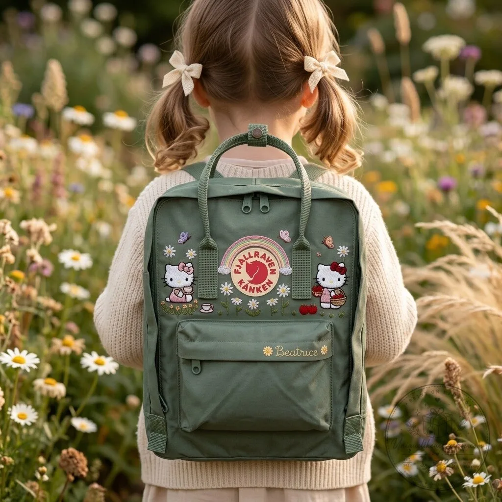 Hello Kitty Embroidered Fjallraven Kanken Backpack for Girls, Personalized School Bag 8 Hello Kitty Embroidered Fjallraven Kanken Backpack for Girls, Personalized School Bag