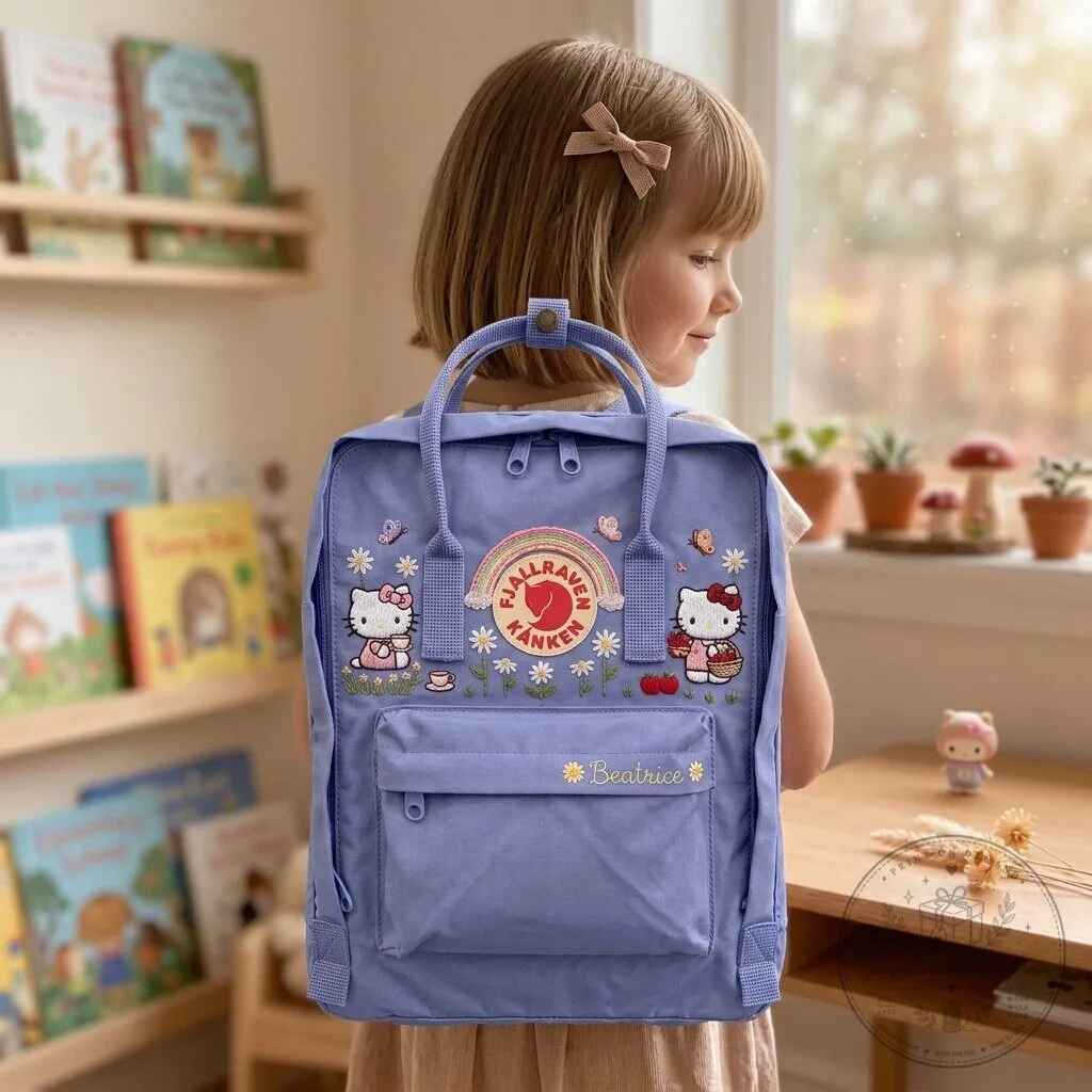 Hello Kitty Embroidered Fjallraven Kanken Backpack for Girls, Personalized School Bag 9 Hello Kitty Embroidered Fjallraven Kanken Backpack for Girls, Personalized School Bag