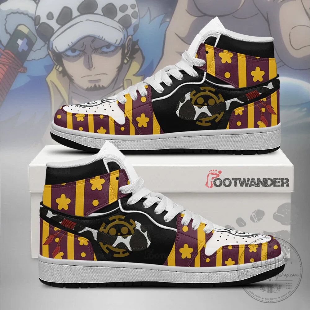 Trafalgar Law One Piece Anime Skull and Heart Pirate Symbol High-Top Shoes