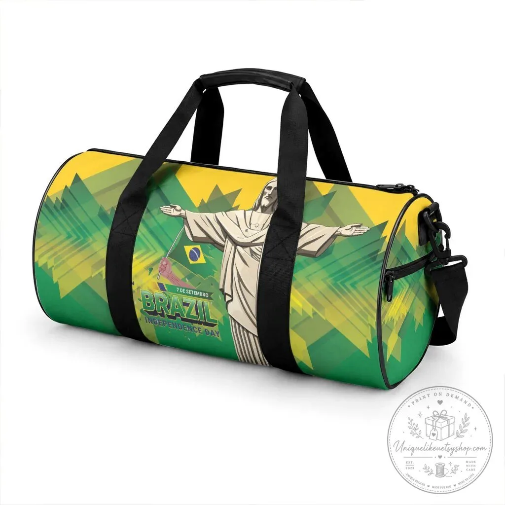 Brazil Independence Day Christ The Redeemer Green Yellow Geometric Duffle Bag 5 Brazil Independence Day Christ The Redeemer Green Yellow Geometric Duffle Bag