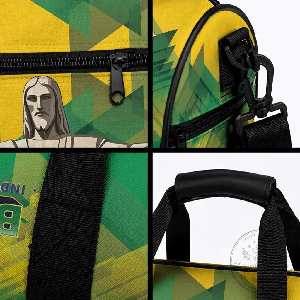 Brazil Independence Day Christ The Redeemer Green Yellow Geometric Duffle Bag 6 Brazil Independence Day Christ The Redeemer Green Yellow Geometric Duffle Bag