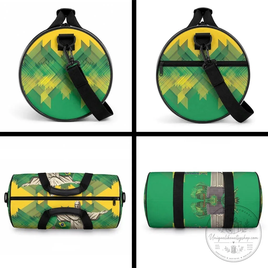 Brazil Independence Day Christ The Redeemer Green Yellow Geometric Duffle Bag 7 Brazil Independence Day Christ The Redeemer Green Yellow Geometric Duffle Bag
