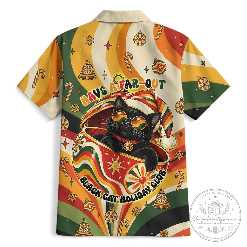 Stay Groovy Meowy Christmas Black Cat Retro 1970s Holiday Hawaiian Shirt 7 Stay Groovy Meowy Christmas Black Cat Retro 1970s Holiday Hawaiian Shirt