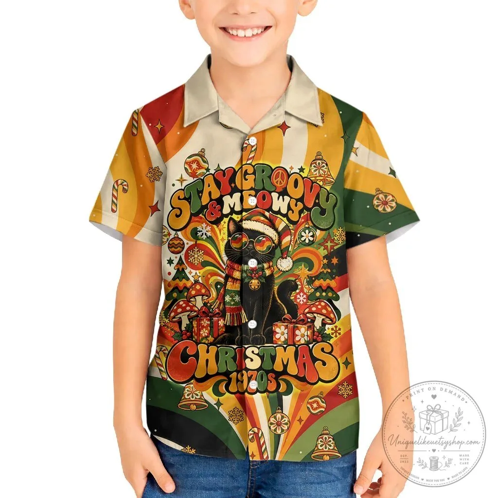 Stay Groovy Meowy Christmas Black Cat Retro 1970s Holiday Hawaiian Shirt 10 Stay Groovy Meowy Christmas Black Cat Retro 1970s Holiday Hawaiian Shirt