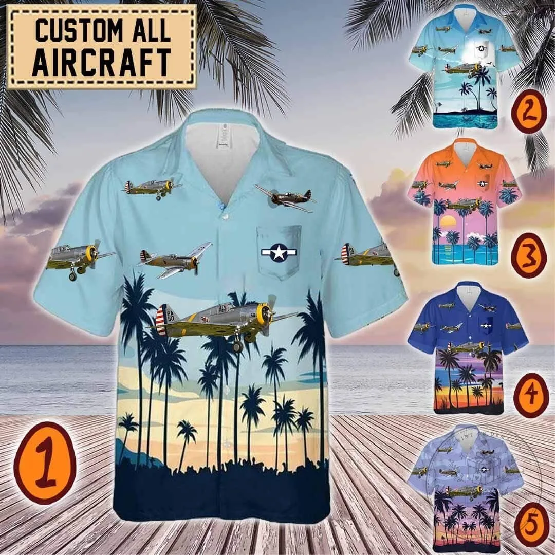 Curtiss P-36 Hawk Fighter Plane Hawaiian Shirt for Men