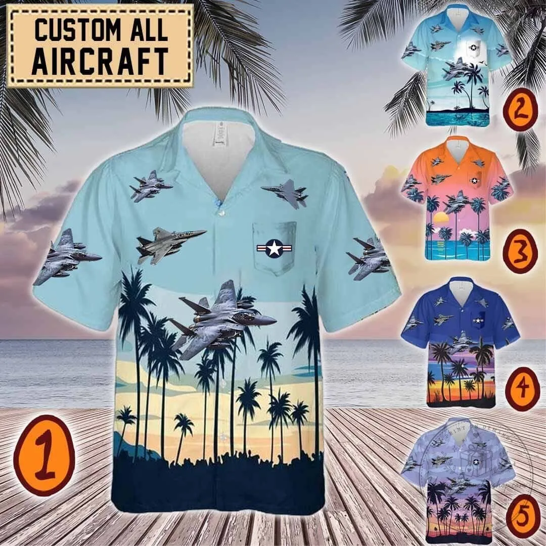 F-15 Eagle Fighter Jet Aircraft Hawaiian Shirt