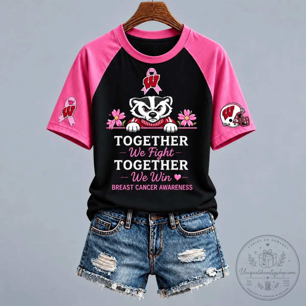 Wisconsin Badgers Breast Cancer Awareness Together We Fight T-Shirt Wisconsin Badgers Breast Cancer Awareness Together We Fight T-Shirt