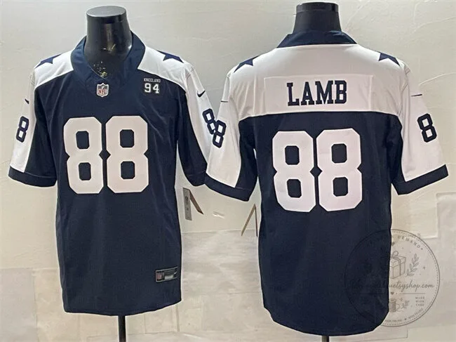 Dallas Cowboys Football CeeDee Lamb Navy Blue Stitched Jersey