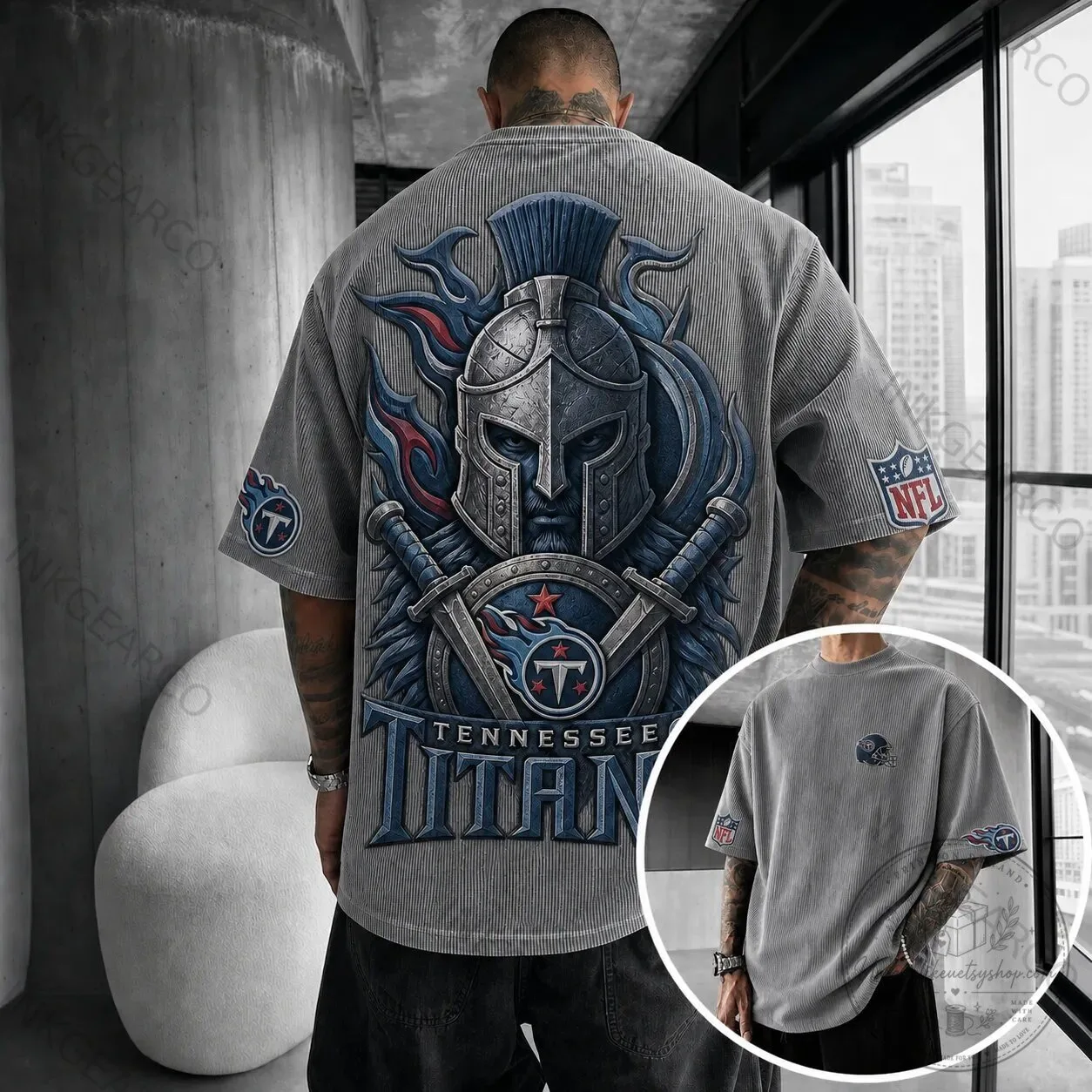 Tennessee Titans NFL Football Team Spartan Helmet T-Shirt