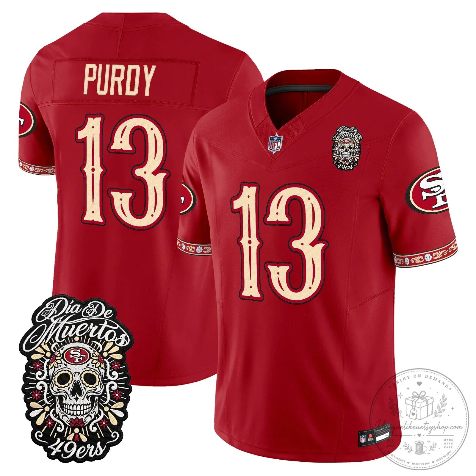 Fred Warner Dia de los Muertos Jersey for San Francisco 49ers Football Fans 41 Fred Warner Dia de los Muertos Jersey for San Francisco 49ers Football Fans