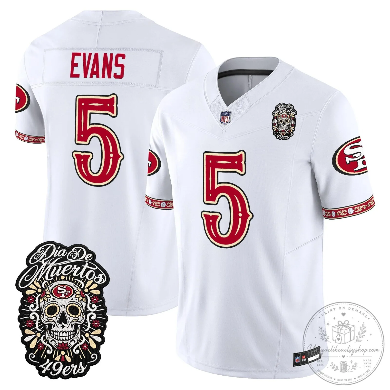 Fred Warner Dia de los Muertos Jersey for San Francisco 49ers Football Fans 49 Fred Warner Dia de los Muertos Jersey for San Francisco 49ers Football Fans