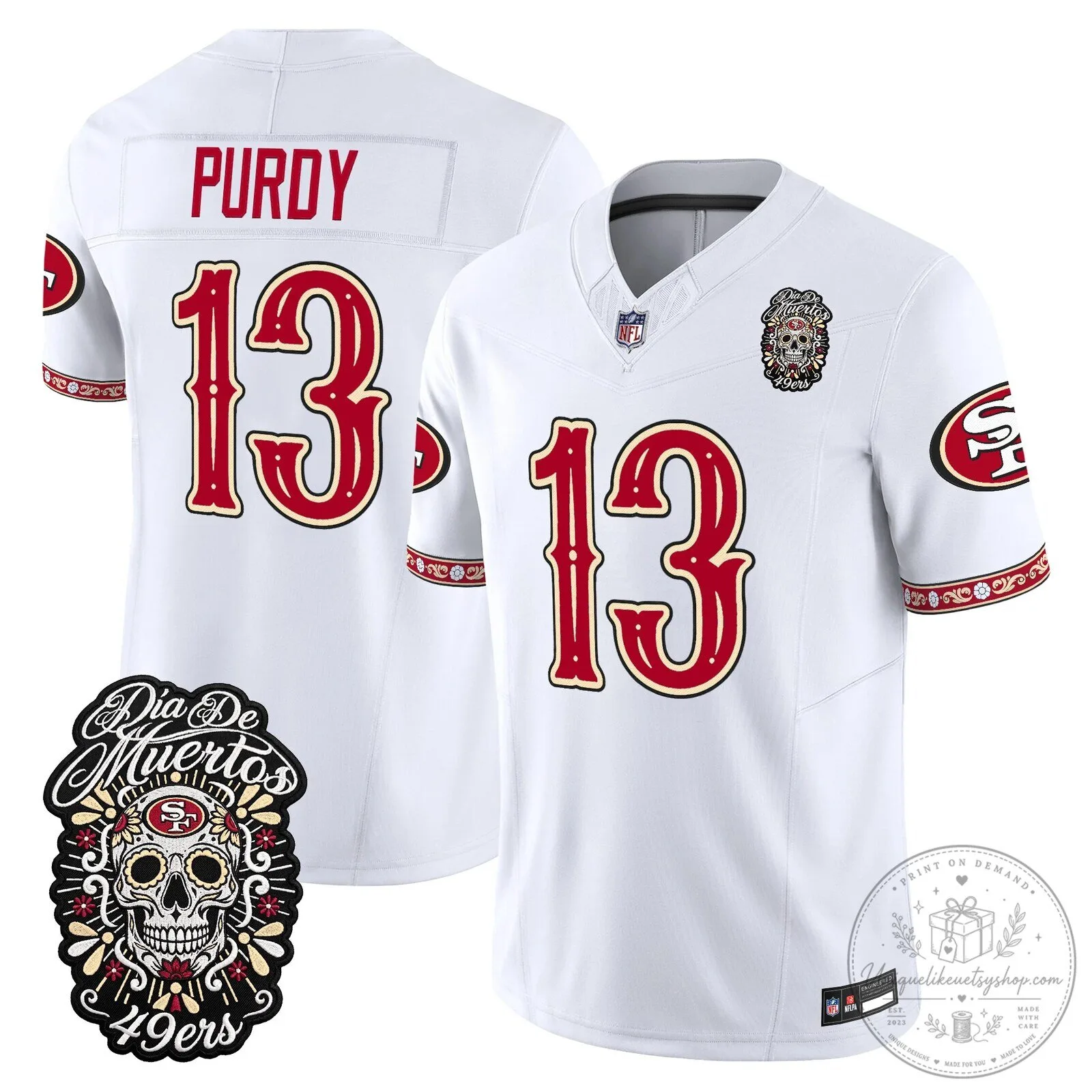 Fred Warner Dia de los Muertos Jersey for San Francisco 49ers Football Fans 50 Fred Warner Dia de los Muertos Jersey for San Francisco 49ers Football Fans