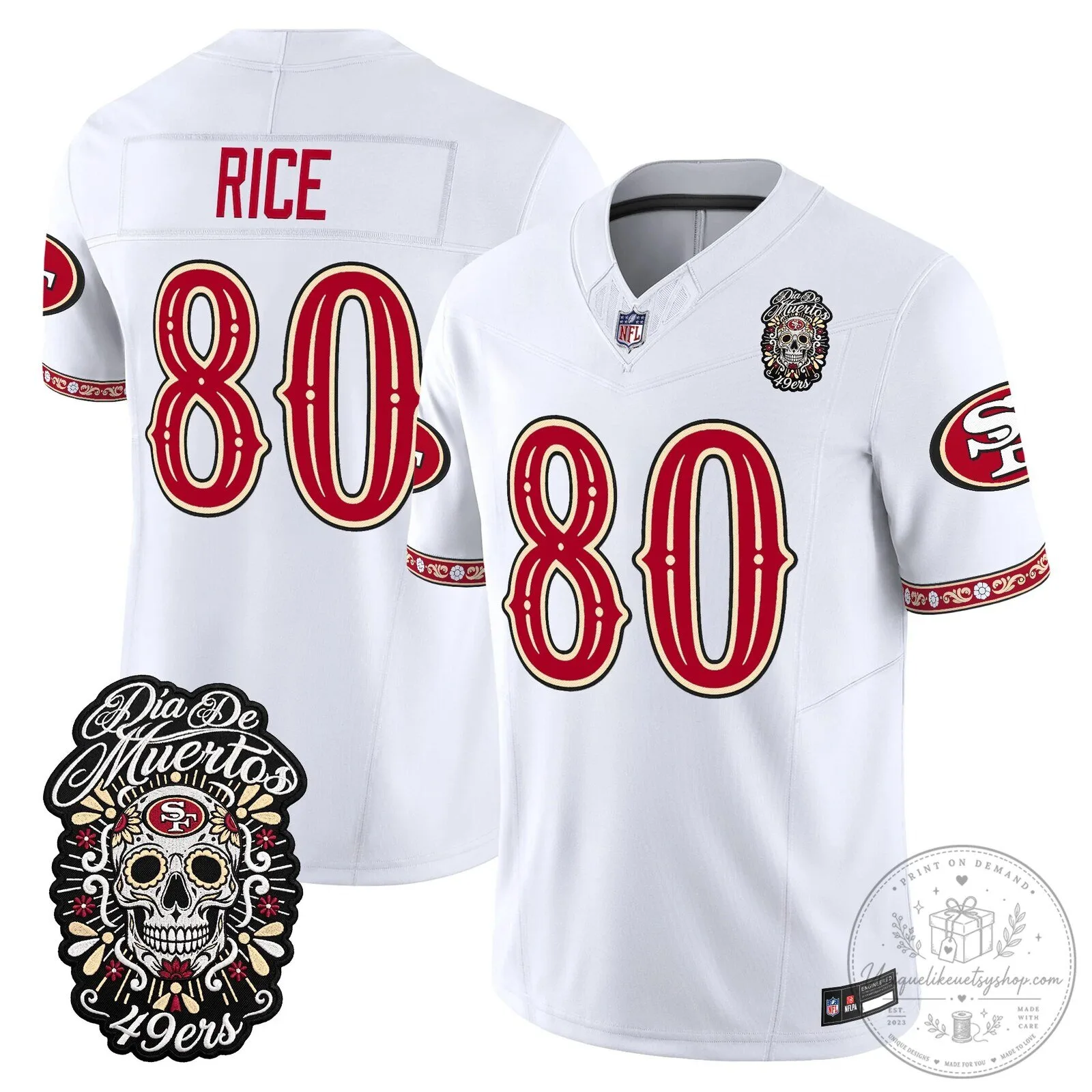 Fred Warner Dia de los Muertos Jersey for San Francisco 49ers Football Fans 54 Fred Warner Dia de los Muertos Jersey for San Francisco 49ers Football Fans
