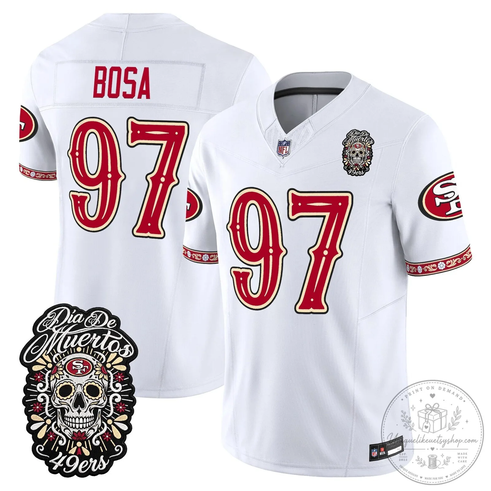 Fred Warner Dia de los Muertos Jersey for San Francisco 49ers Football Fans 55 Fred Warner Dia de los Muertos Jersey for San Francisco 49ers Football Fans