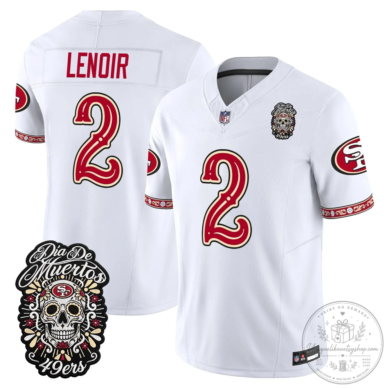 Fred Warner Dia de los Muertos Jersey for San Francisco 49ers Football Fans 57 Fred Warner Dia de los Muertos Jersey for San Francisco 49ers Football Fans