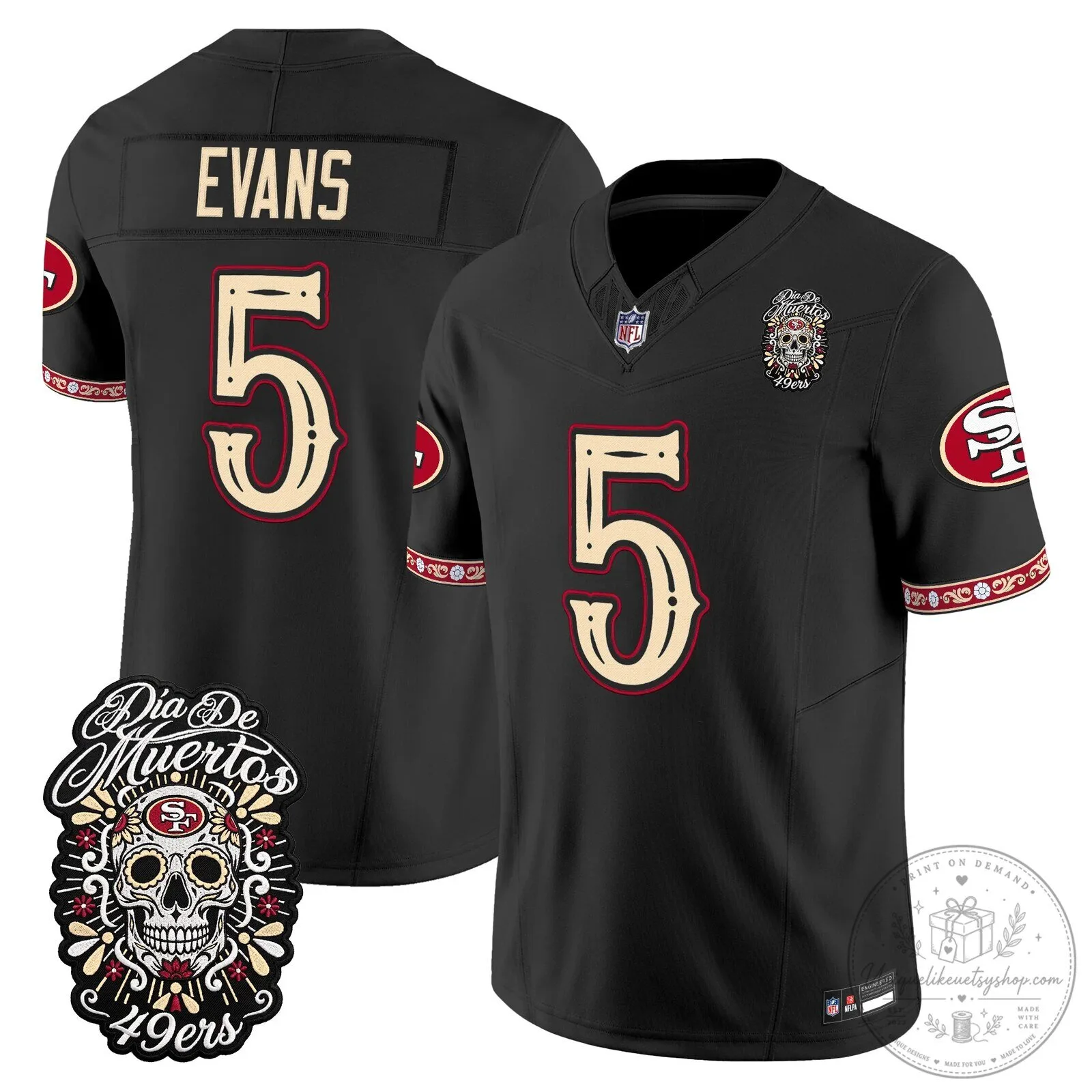 Fred Warner Dia de los Muertos Jersey for San Francisco 49ers Football Fans 59 Fred Warner Dia de los Muertos Jersey for San Francisco 49ers Football Fans