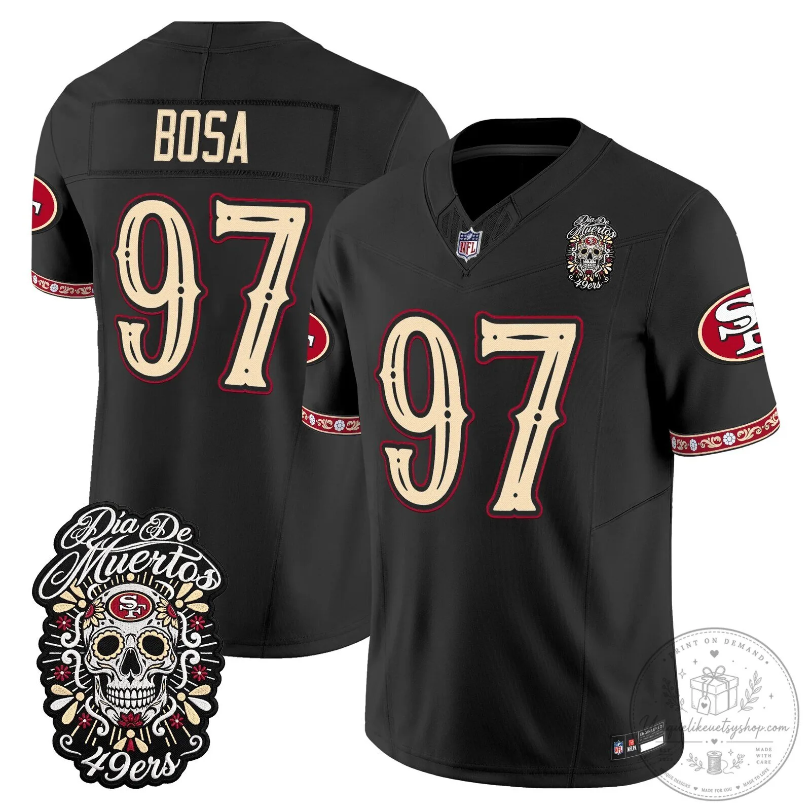 Fred Warner Dia de los Muertos Jersey for San Francisco 49ers Football Fans 65 Fred Warner Dia de los Muertos Jersey for San Francisco 49ers Football Fans
