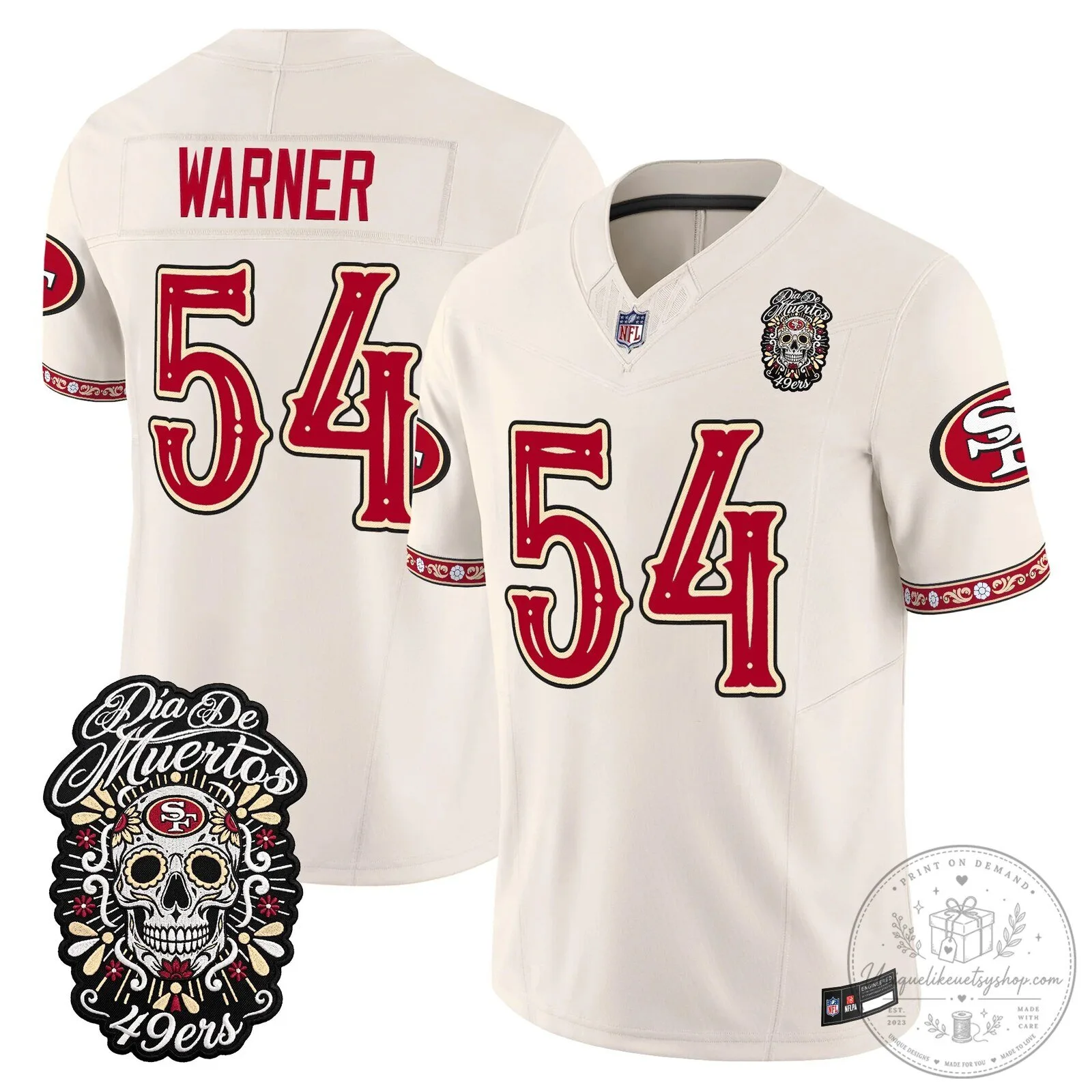 Fred Warner Dia de los Muertos Jersey for San Francisco 49ers Football Fans 68 Fred Warner Dia de los Muertos Jersey for San Francisco 49ers Football Fans