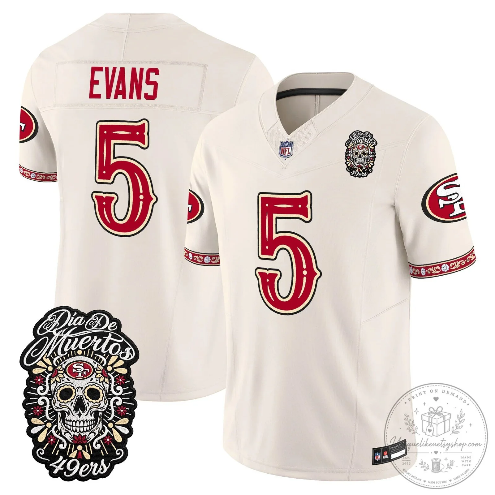 Fred Warner Dia de los Muertos Jersey for San Francisco 49ers Football Fans 69 Fred Warner Dia de los Muertos Jersey for San Francisco 49ers Football Fans