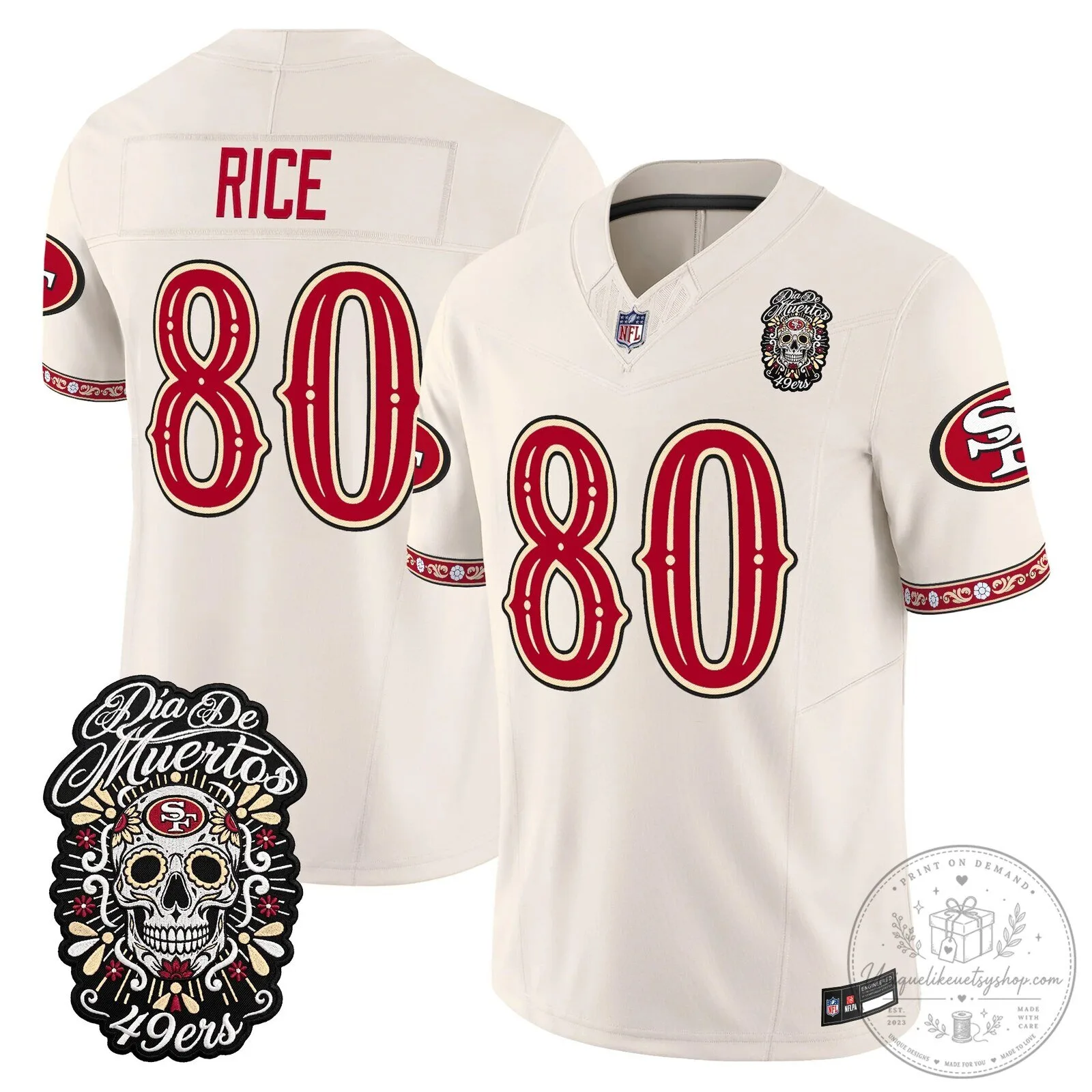 Fred Warner Dia de los Muertos Jersey for San Francisco 49ers Football Fans 74 Fred Warner Dia de los Muertos Jersey for San Francisco 49ers Football Fans