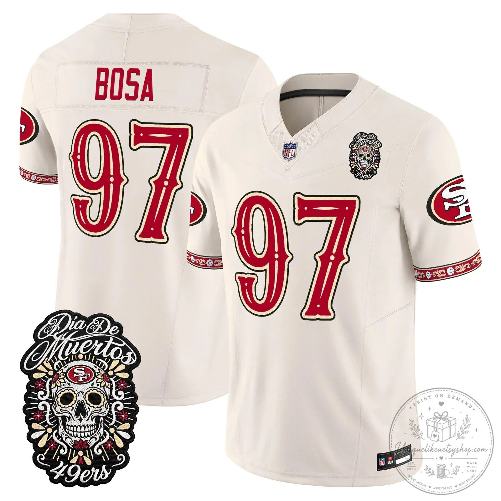 Fred Warner Dia de los Muertos Jersey for San Francisco 49ers Football Fans 75 Fred Warner Dia de los Muertos Jersey for San Francisco 49ers Football Fans