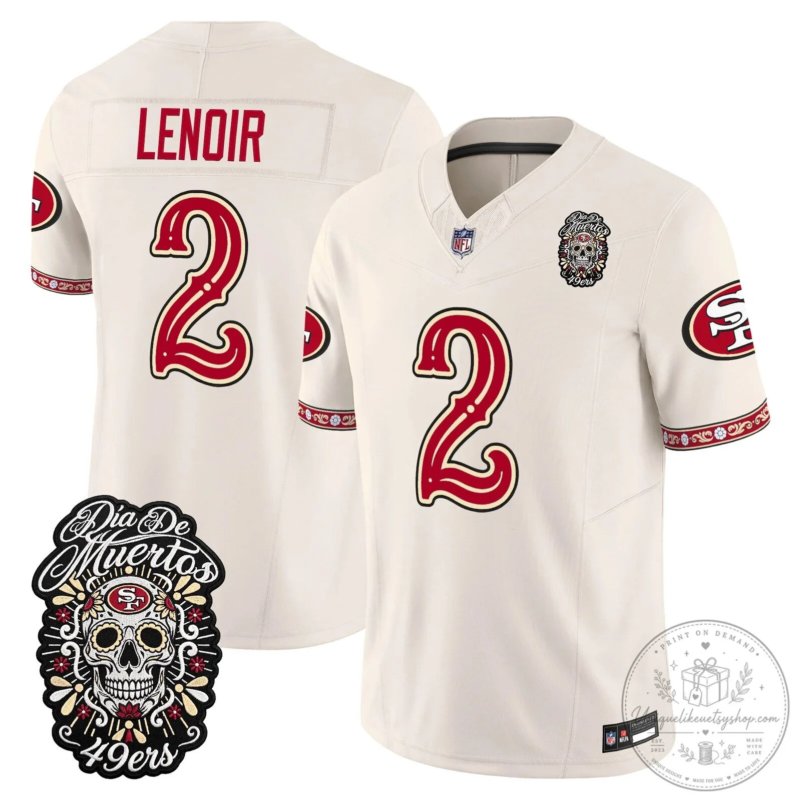 Fred Warner Dia de los Muertos Jersey for San Francisco 49ers Football Fans 77 Fred Warner Dia de los Muertos Jersey for San Francisco 49ers Football Fans