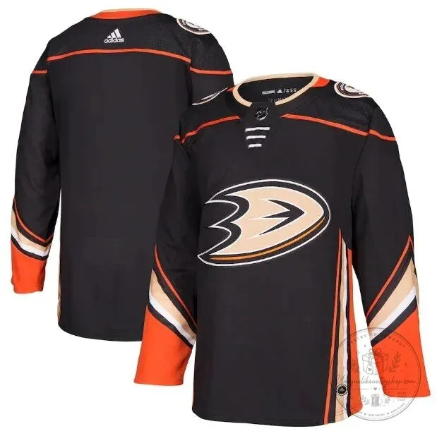 Anaheim Ducks Black Orange White Striped Logo Hockey Jersey