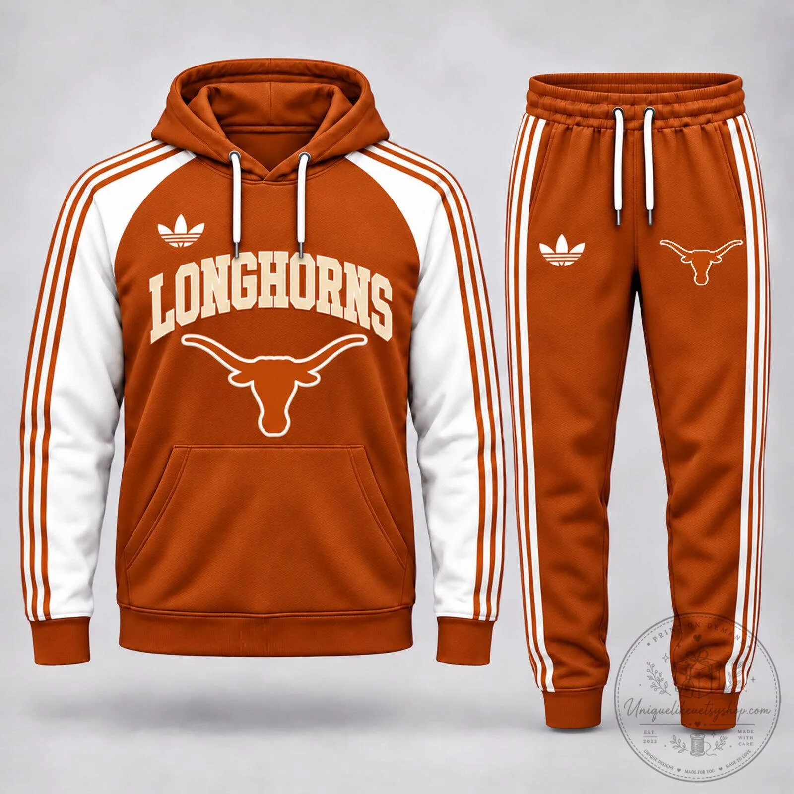 Texas Longhorns NCAA Football Team Logo Orange and White Hoodie