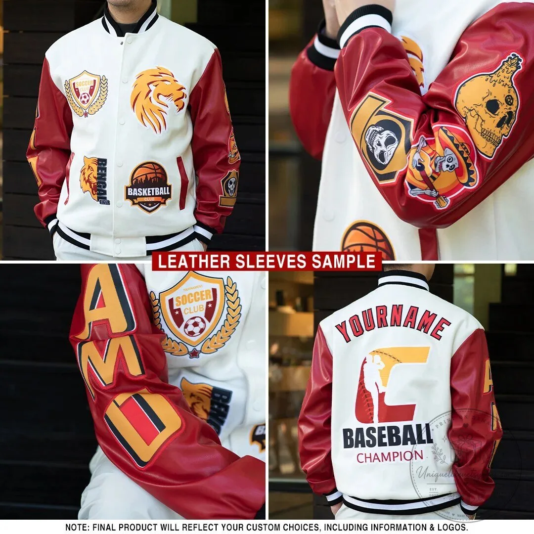 Custom Black and Gold Wolf Mascot Design Full-Snap Varsity Letterman Hoodie Jacket 7 Custom Black and Gold Wolf Mascot Design Full-Snap Varsity Letterman Hoodie Jacket
