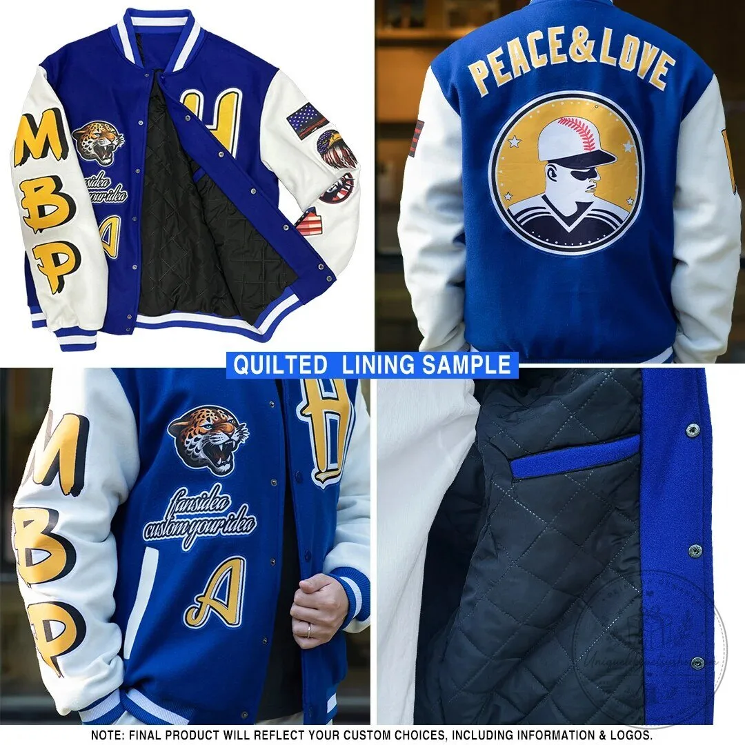 Custom Black and Gold Wolf Mascot Design Full-Snap Varsity Letterman Hoodie Jacket 8 Custom Black and Gold Wolf Mascot Design Full-Snap Varsity Letterman Hoodie Jacket