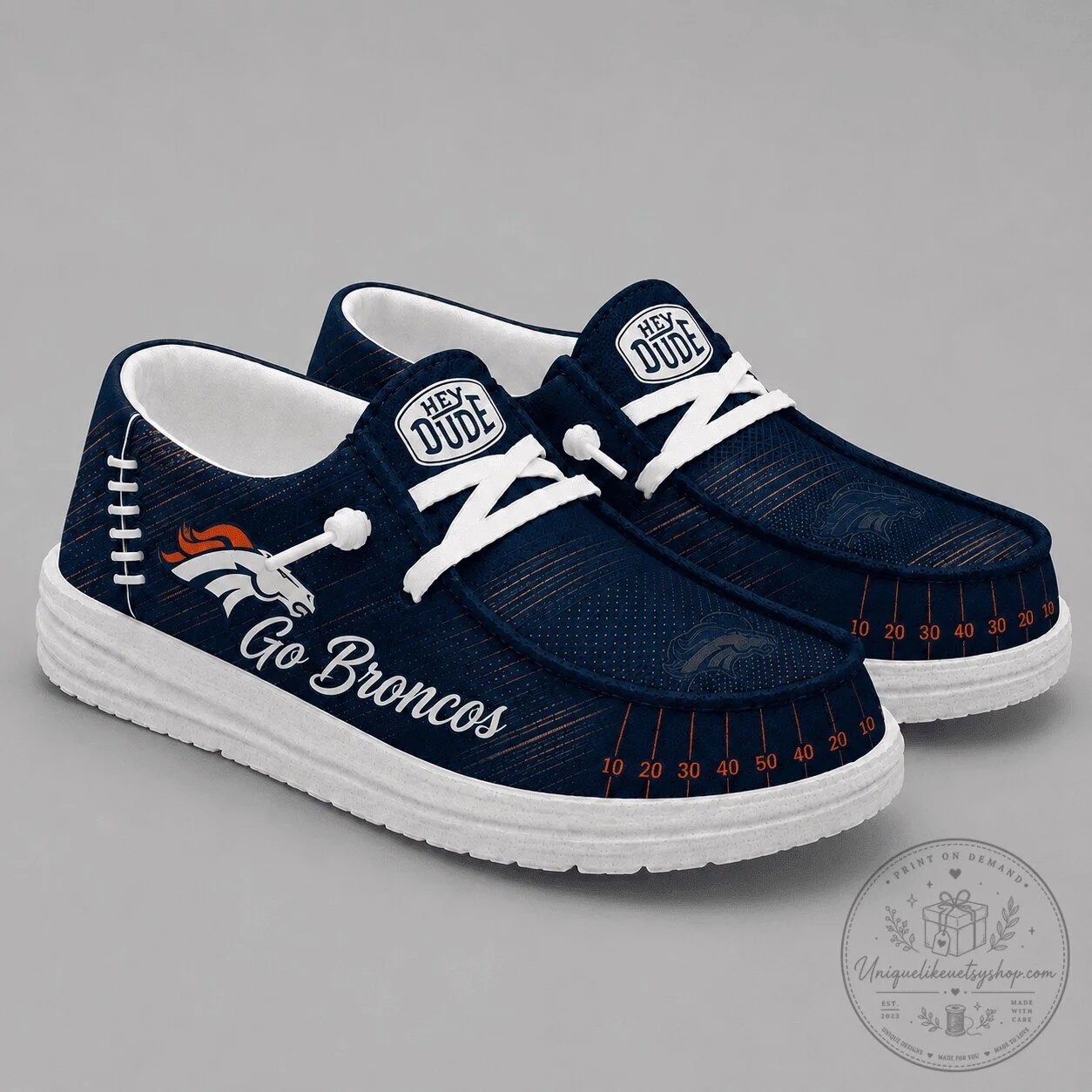 Denver Broncos Football Field Design Fan Shoes