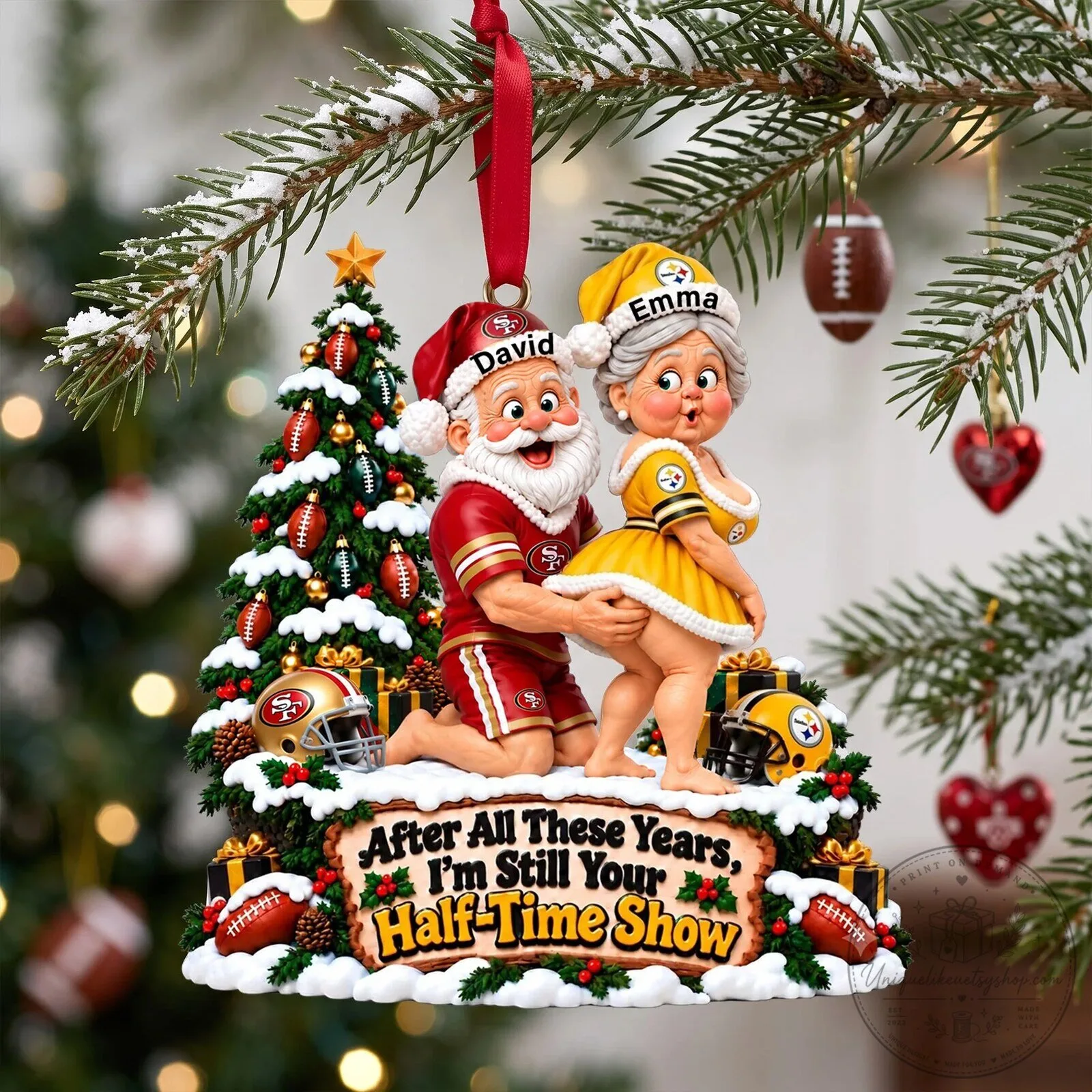 Personalized San Francisco 49ers Pittsburgh Steelers Christmas Ornament