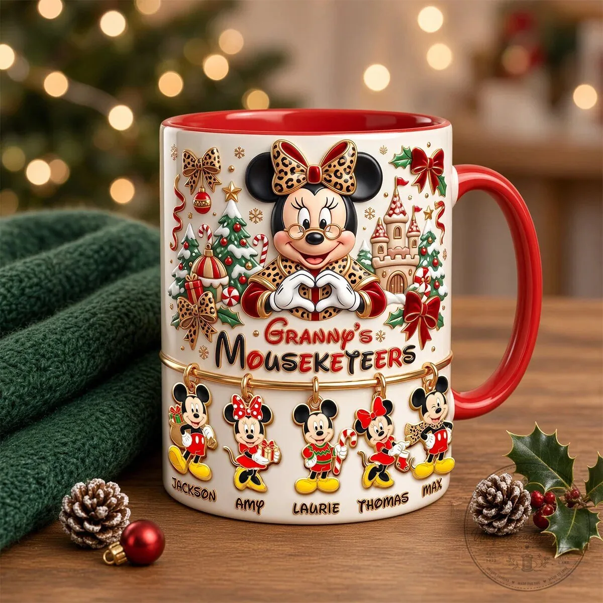 Personalized Minnie Mouse Christmas Granny's Mouseketeers Holiday Mug