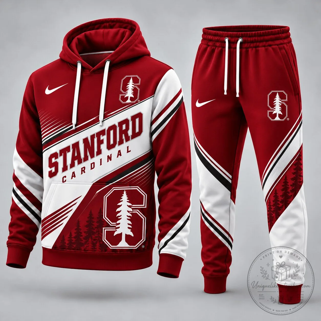 Stanford Cardinal University Red and White Athletic Hoodie for Men