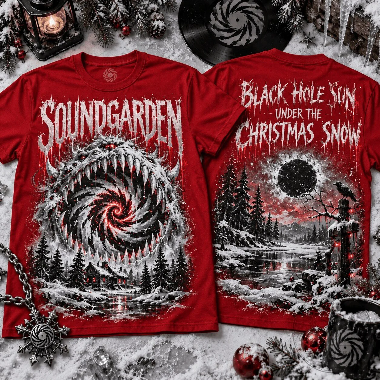 Soundgarden Black Hole Sun Under The Christmas Snow T-Shirt