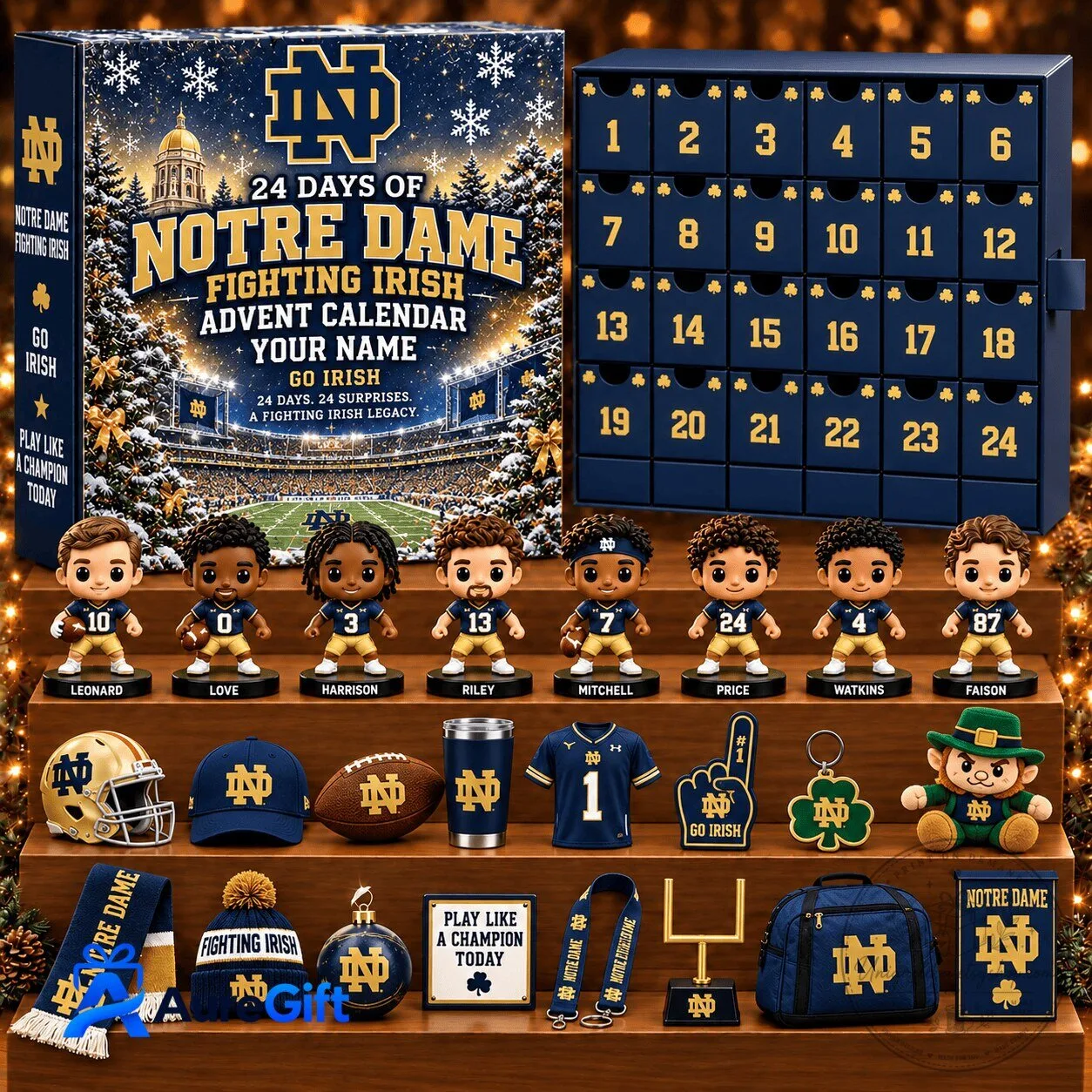 Notre Dame Fighting Irish Football 24 Days of Advent Calendar with Figurines