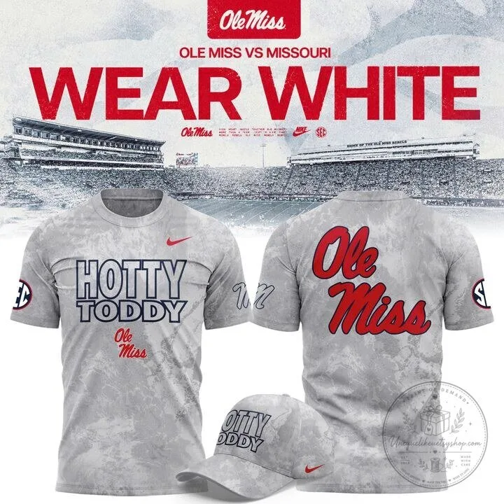 Ole Miss Rebels Hotty Toddy Wear White Gray Camouflage T-Shirt