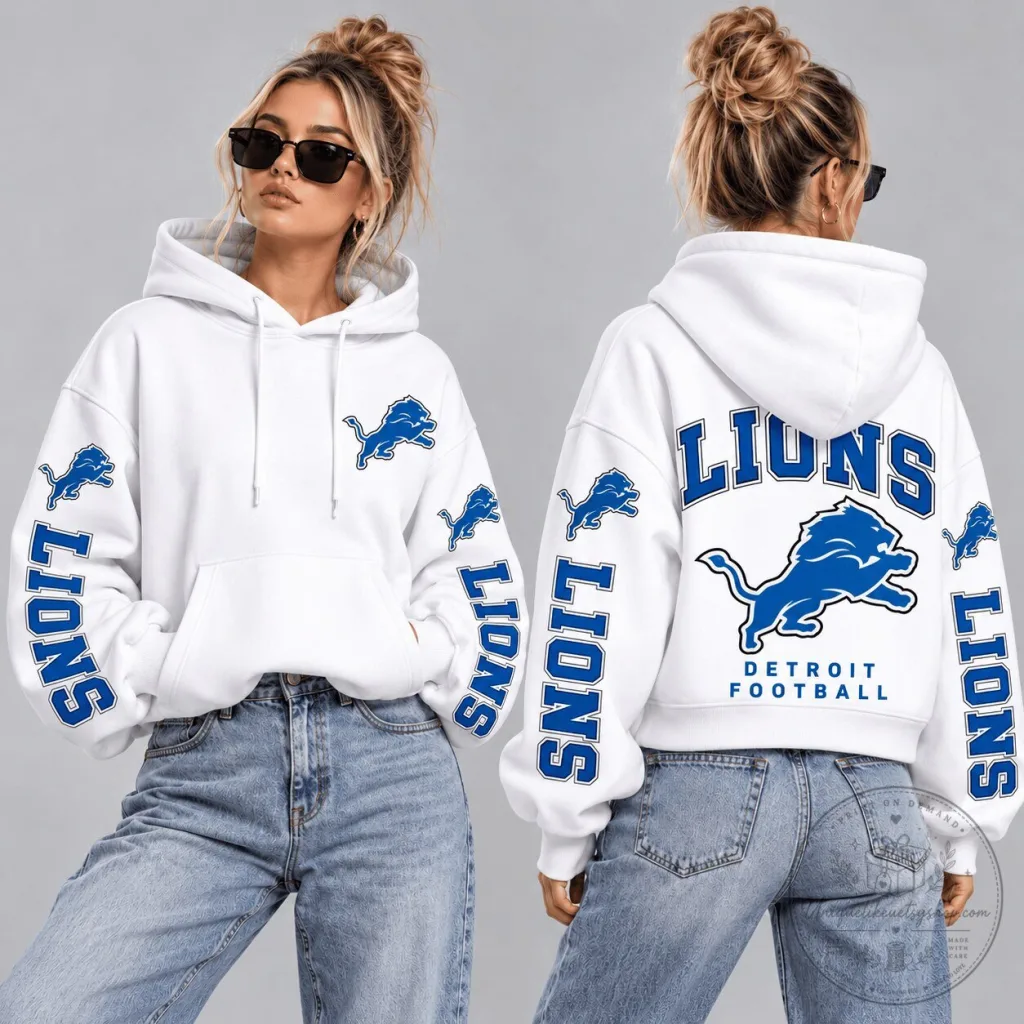 Detroit Lions National Football League Team Logo White Cropped Hoodie 56 Detroit Lions National Football League Team Logo White Cropped Hoodie