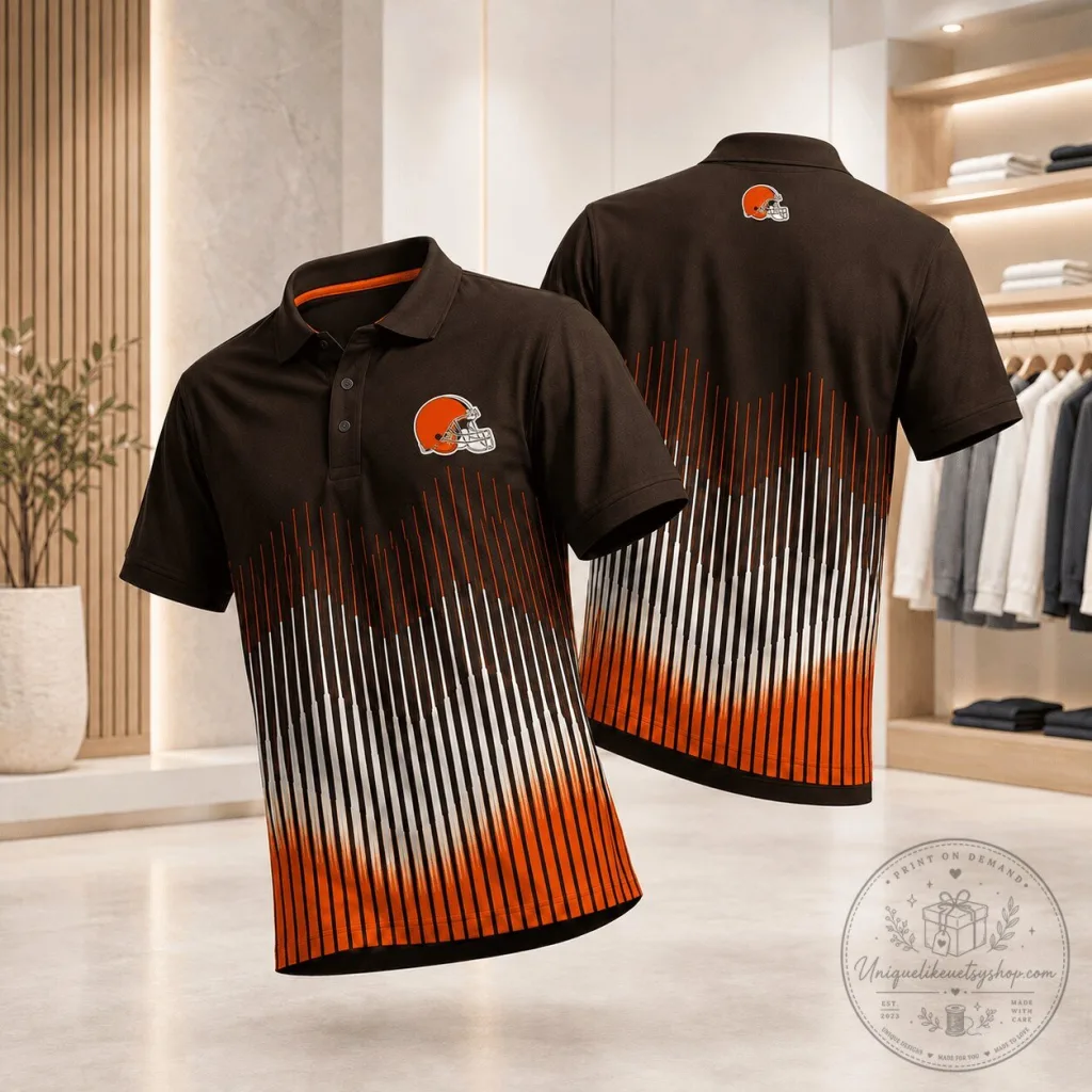 Cleveland Browns Dynamic Stripe Fan Merchandise Polo Shirt for Men Cleveland Browns Dynamic Stripe Fan Merchandise Polo Shirt for Men