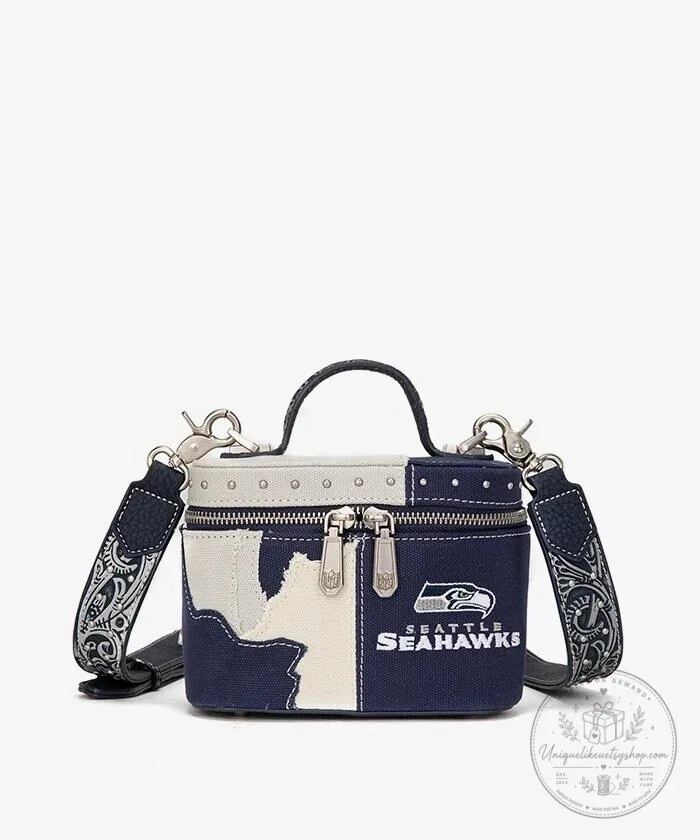 Seattle Seahawks Football Team Canvas Crossbody Bag with Adjustable Strap