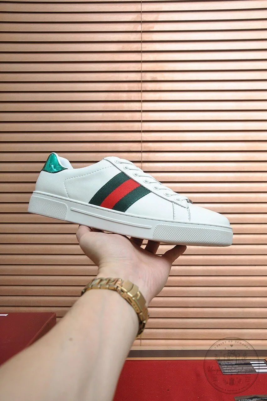 Ace Sneakers in White Leather by Gucci Featuring Green and Red Web Stripe 6 Ace Sneakers in White Leather by Gucci Featuring Green and Red Web Stripe
