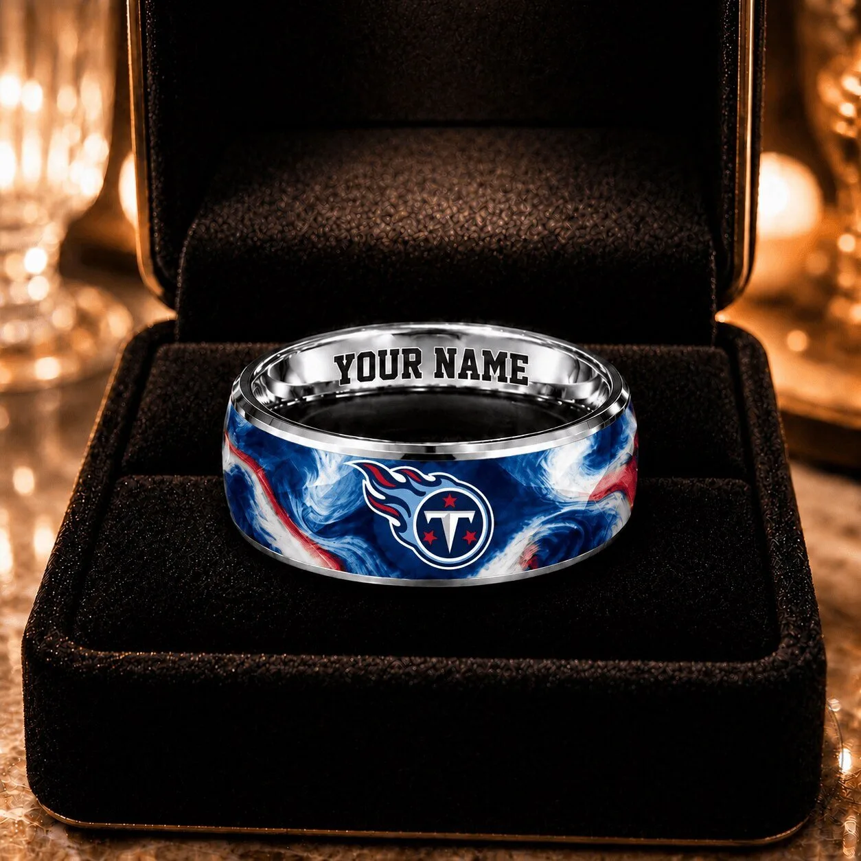 Tennessee Titans NFL Custom Name Swirl Design Ring for Football Fans