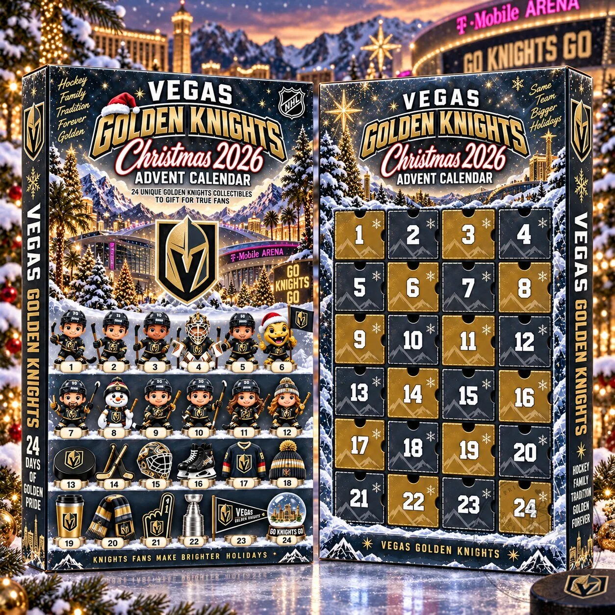 Vegas Golden Knights NHL Christmas 2026 Advent Calendar Box for Hockey Fans