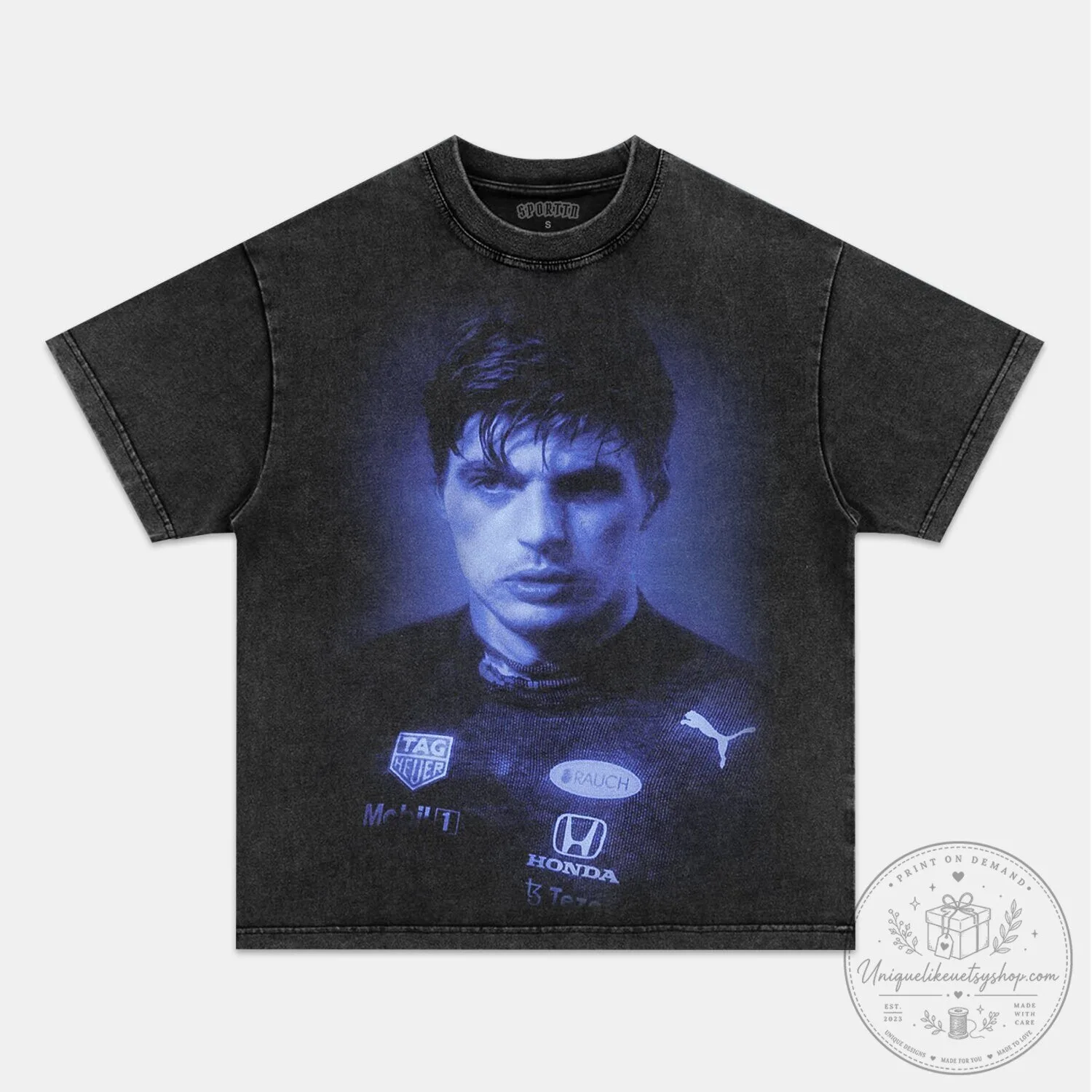 Formula One Driver Max Verstappen T-Shirt Featuring His Portrait