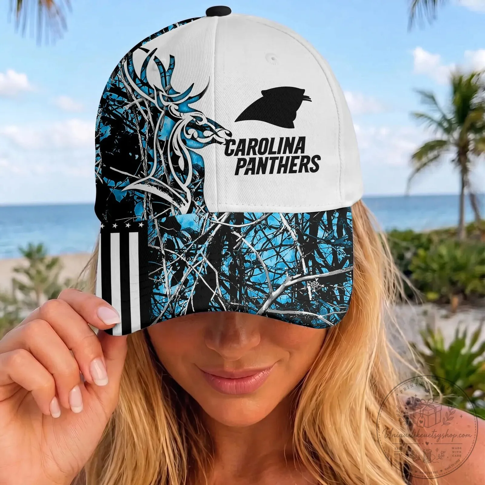 American Flag Cap Hat in Carolina Panthers Deer Hunting Camouflage Design 8 American Flag Cap Hat in Carolina Panthers Deer Hunting Camouflage Design