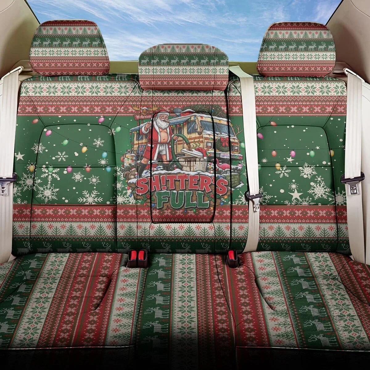 Christmas Vacation Shitter Was Full Funny Ugly Sweater Car Seat Cover
